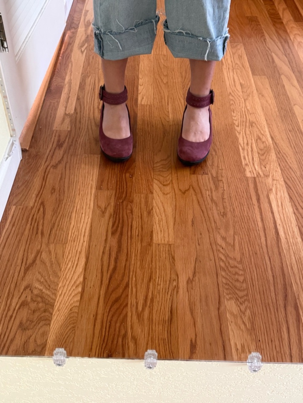 Dansko Burgundy Suede Ankle-Strap Heels